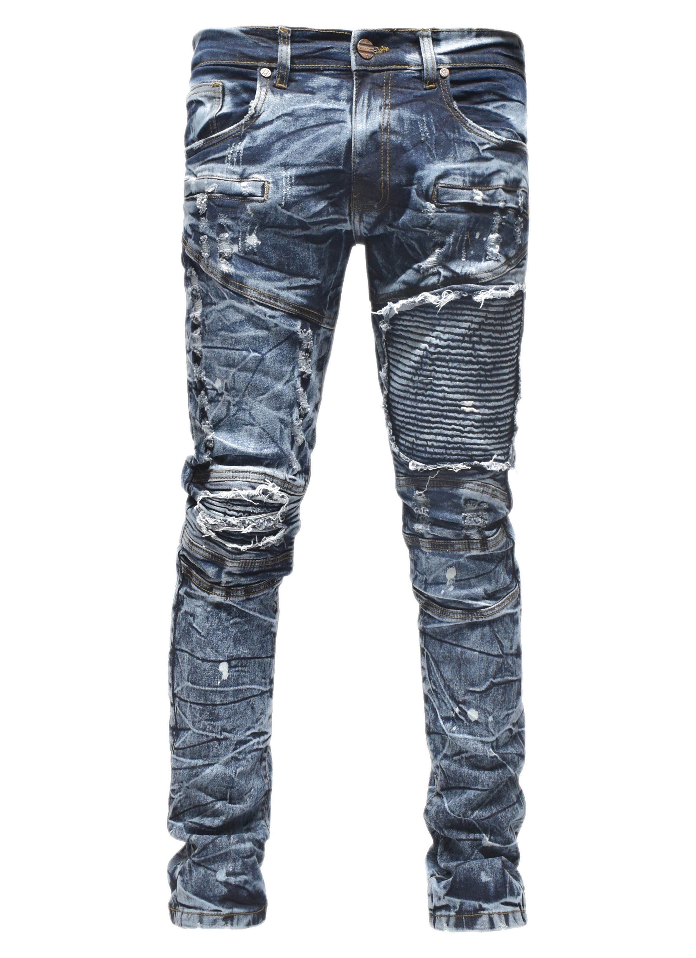 FW33574 Distressed Moto Denim