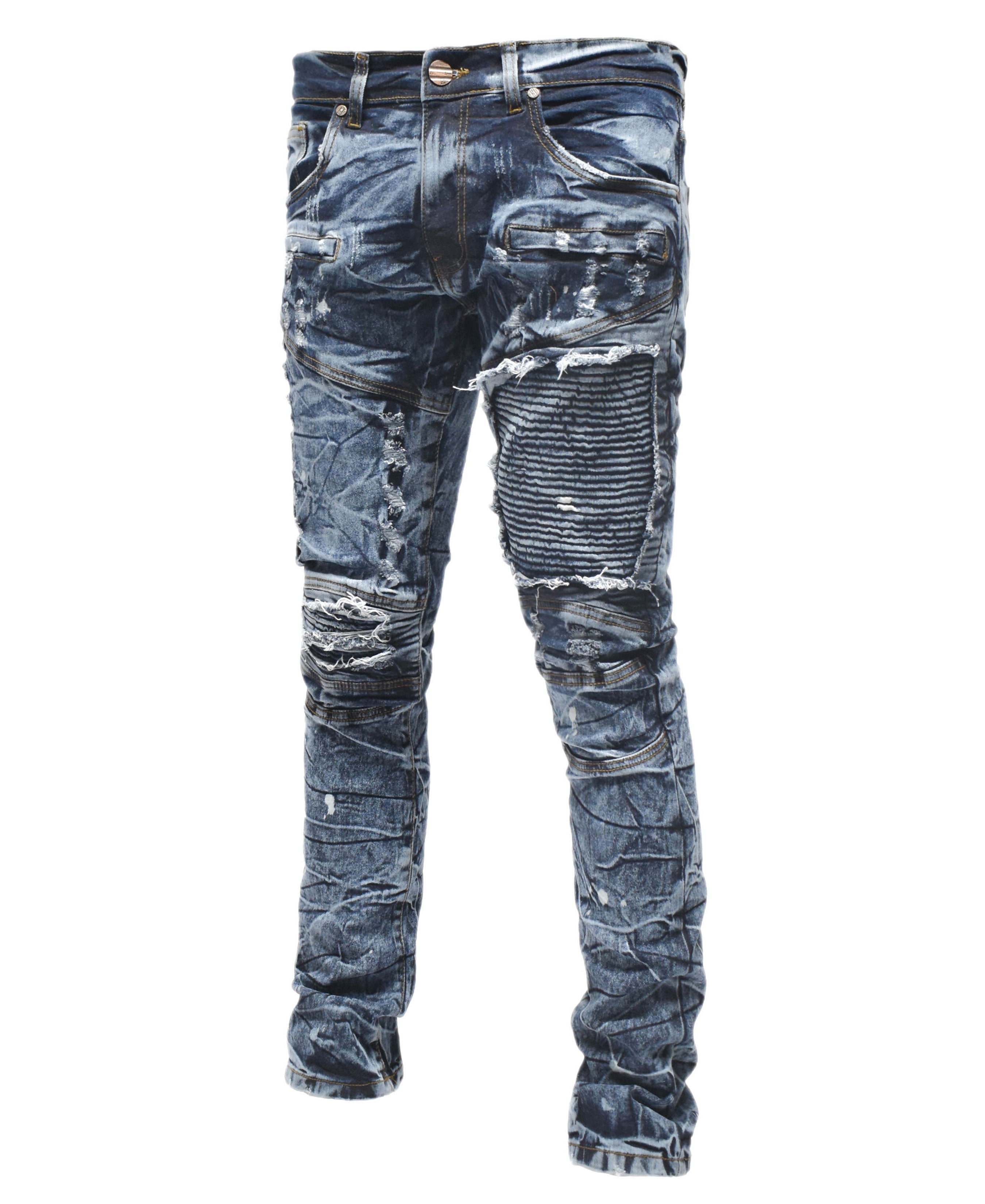 FW33574 Distressed Moto Denim