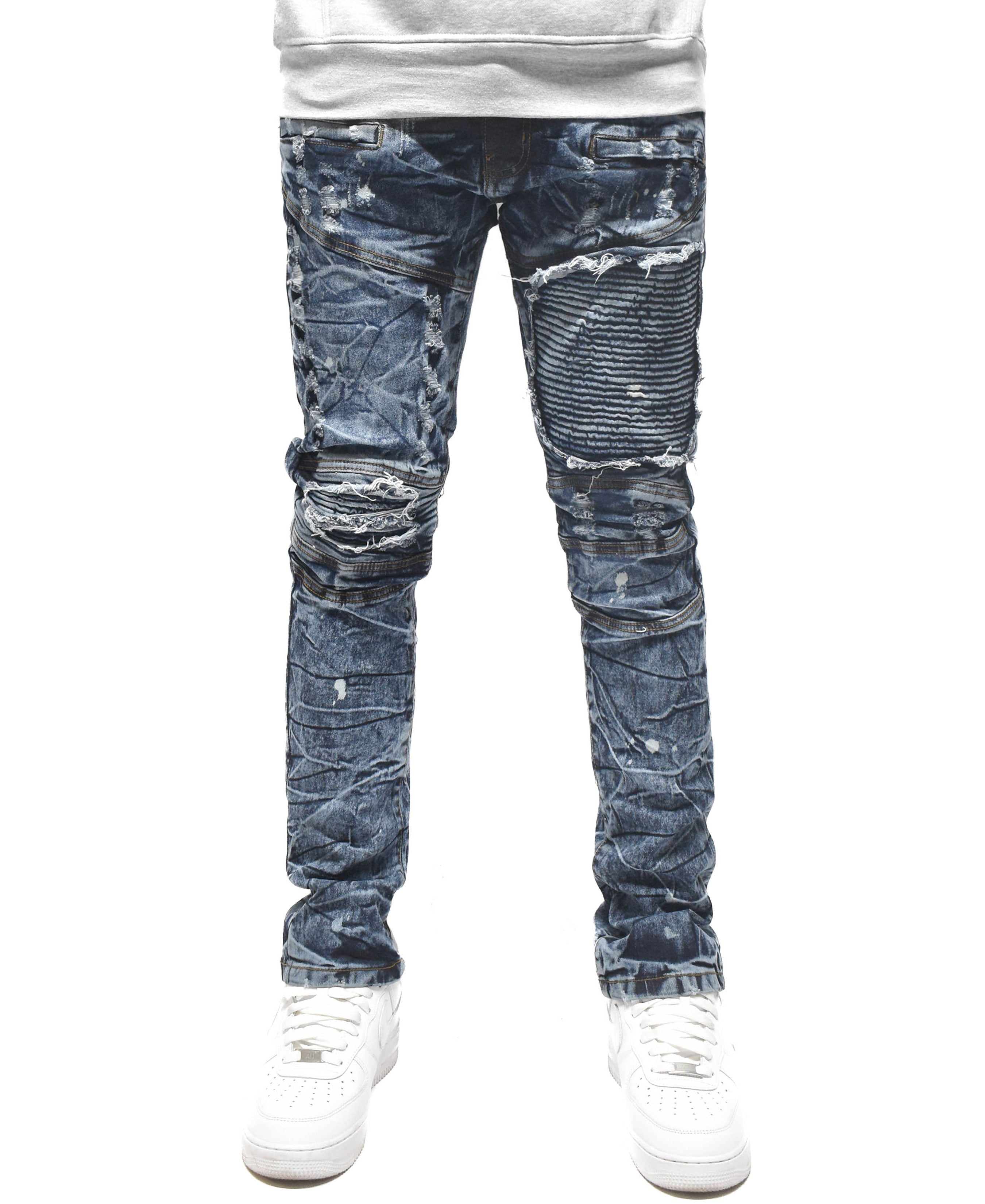 FW33574 Distressed Moto Denim