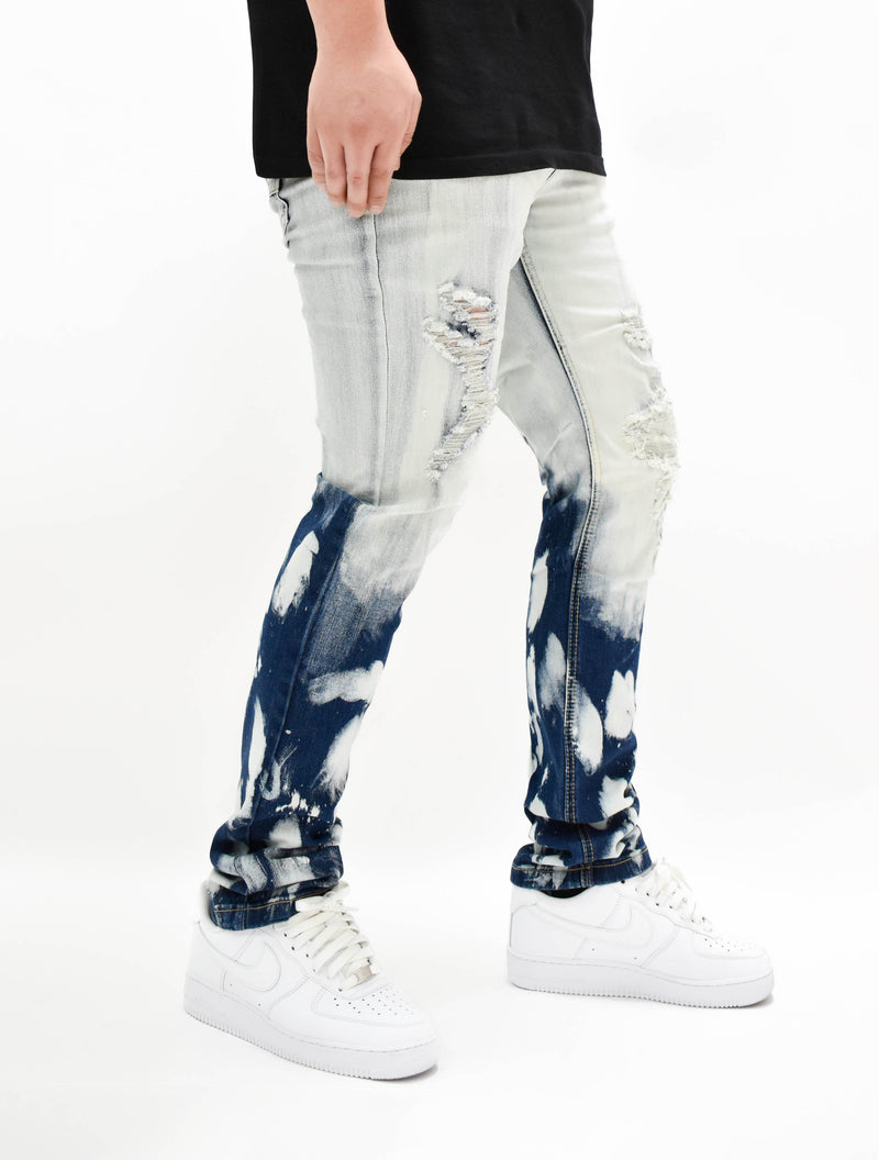 1EP758 Ripped Blot Denim