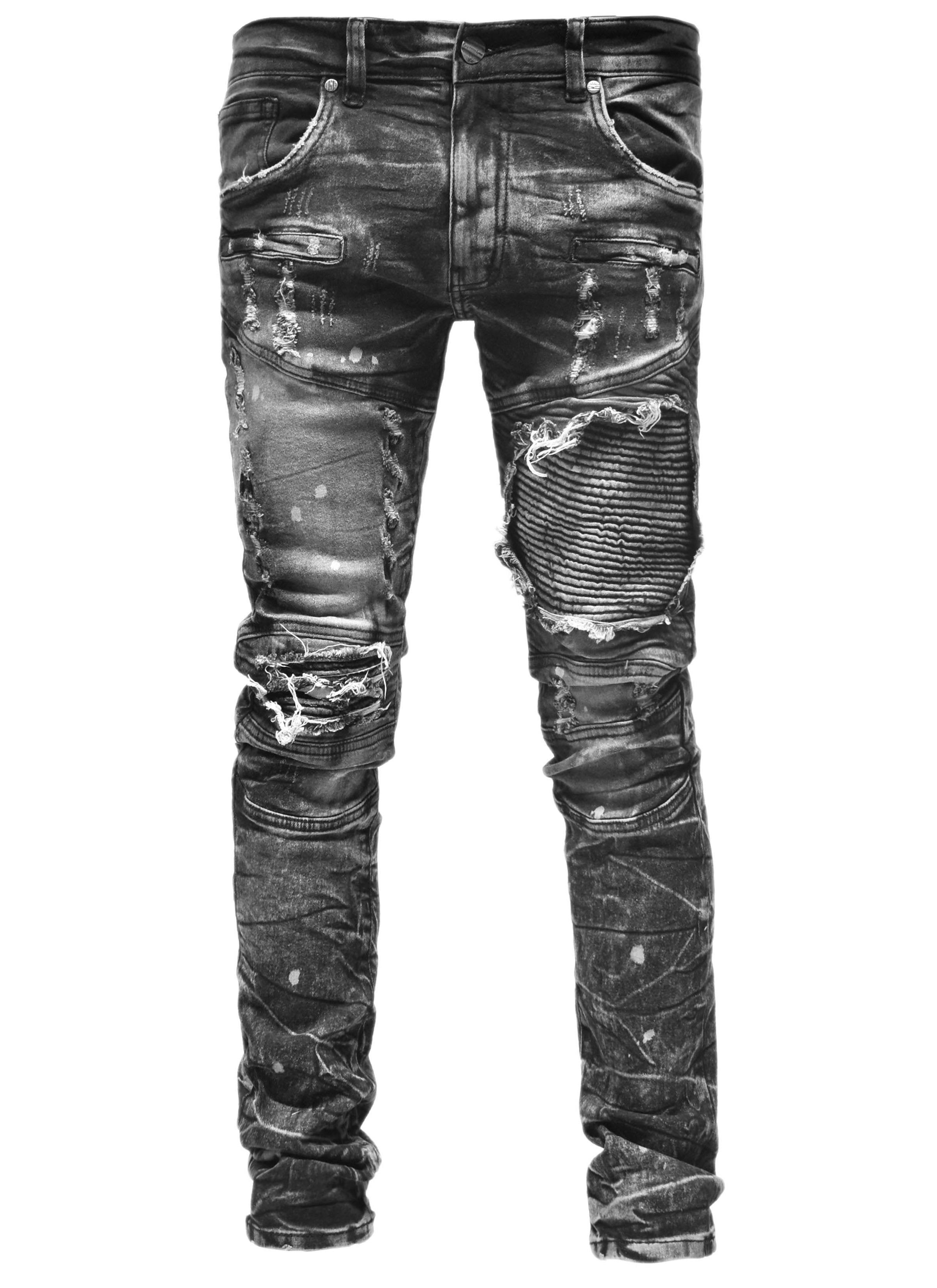 FW33574 Distressed Moto Denim
