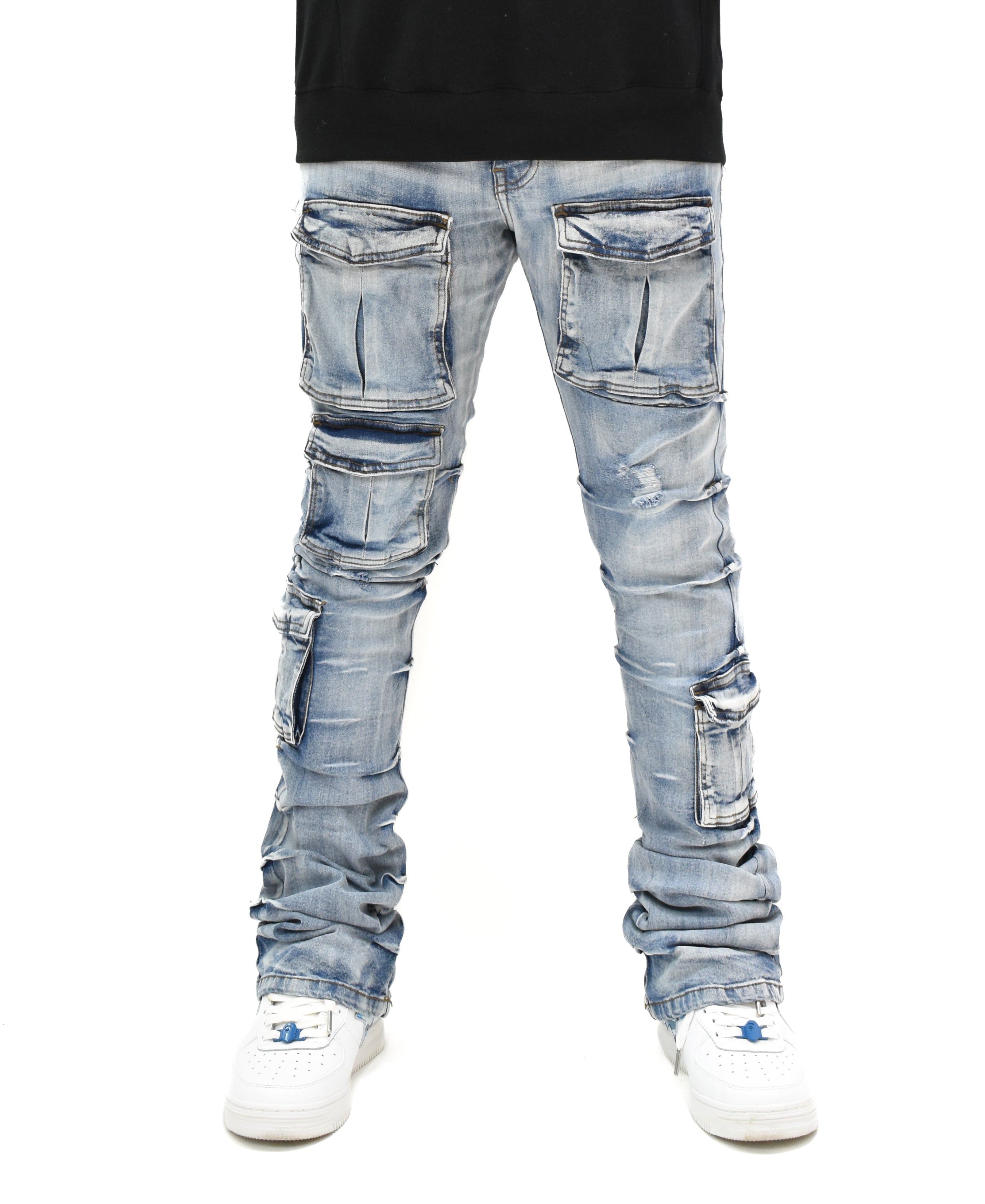 G24002 Cargo Pocket Stacked Denim