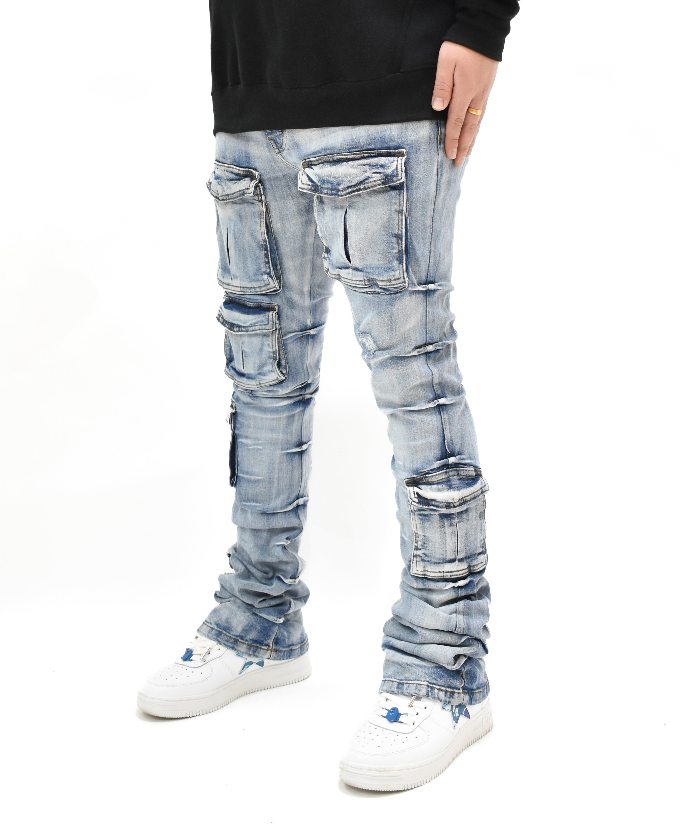 G24002 Cargo Pocket Stacked Denim