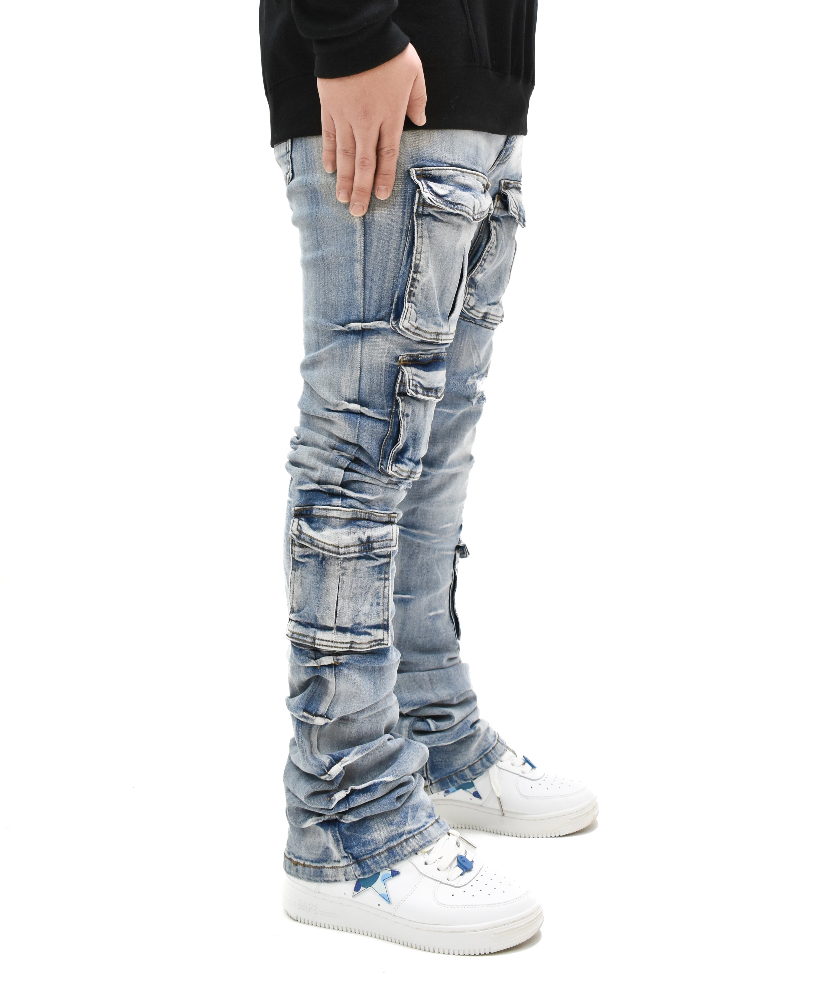 G24002 Cargo Pocket Stacked Denim