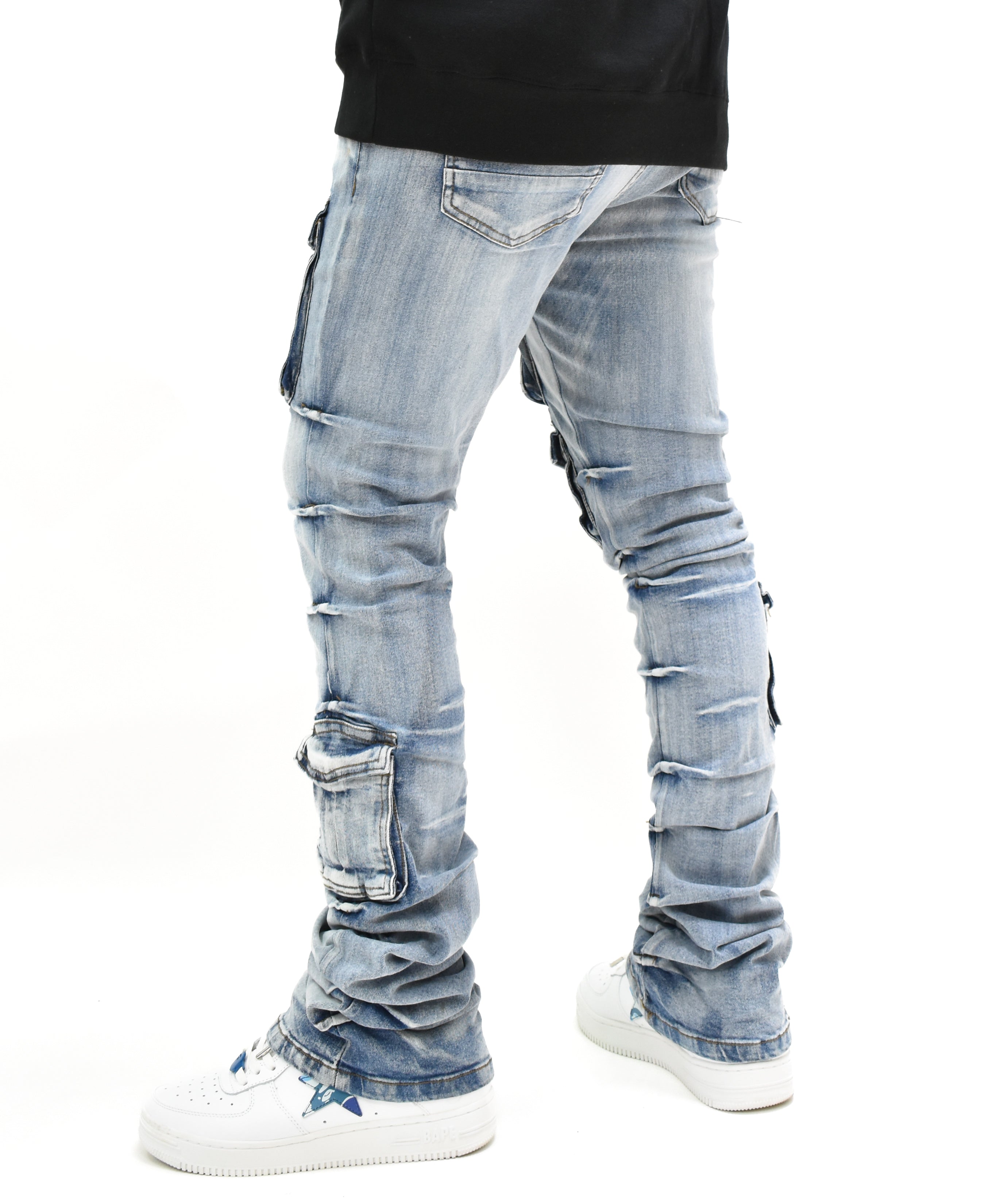 G24002 Cargo Pocket Stacked Denim