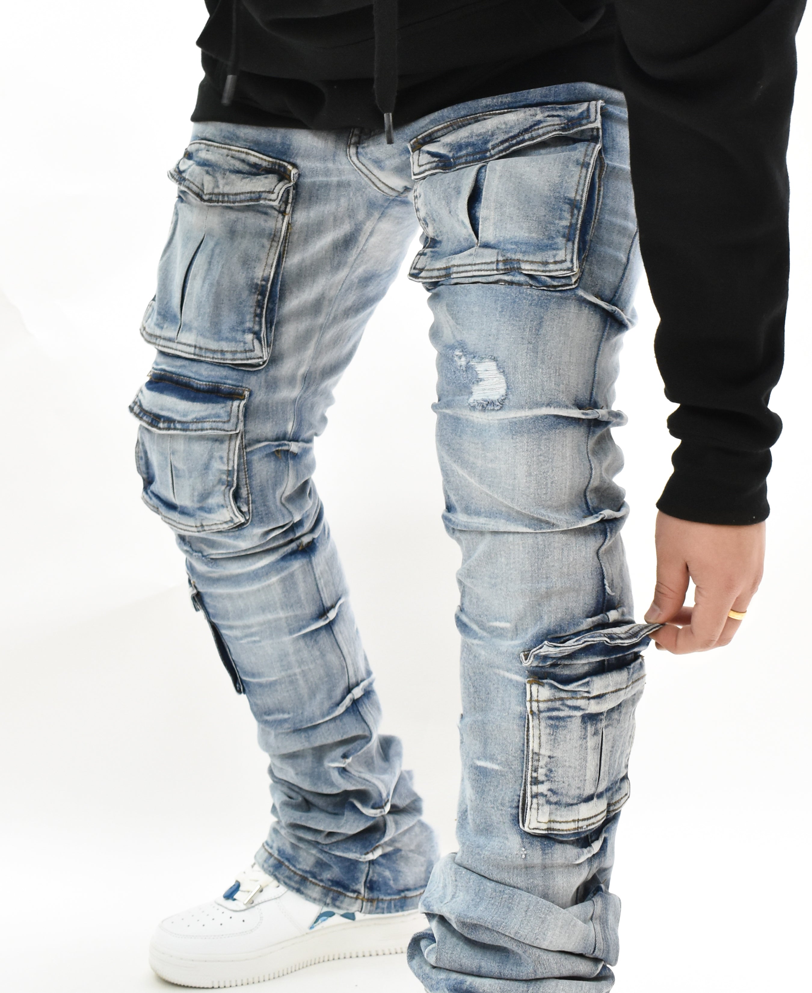 G24002 Cargo Pocket Stacked Denim