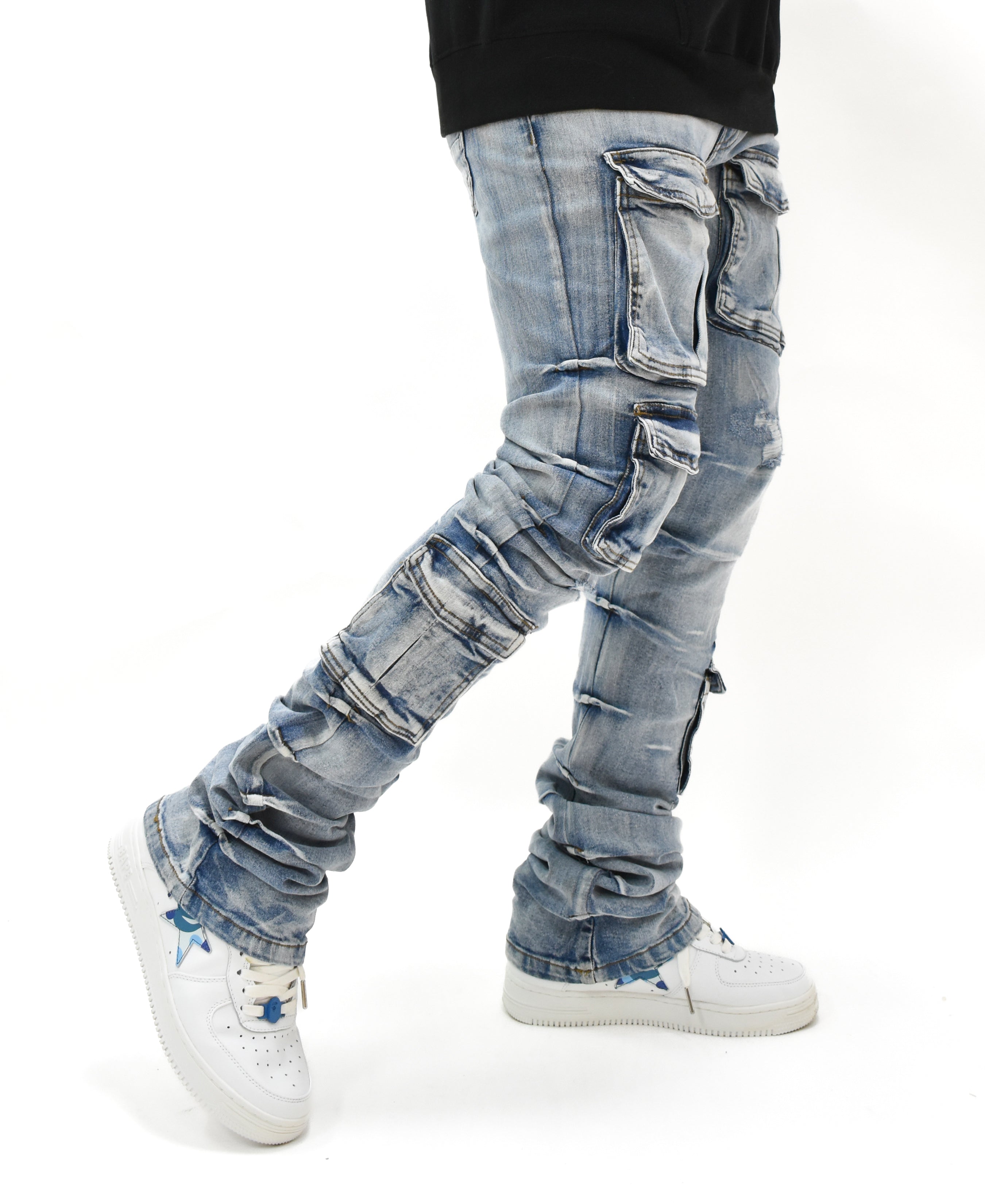 G24002 Cargo Pocket Stacked Denim