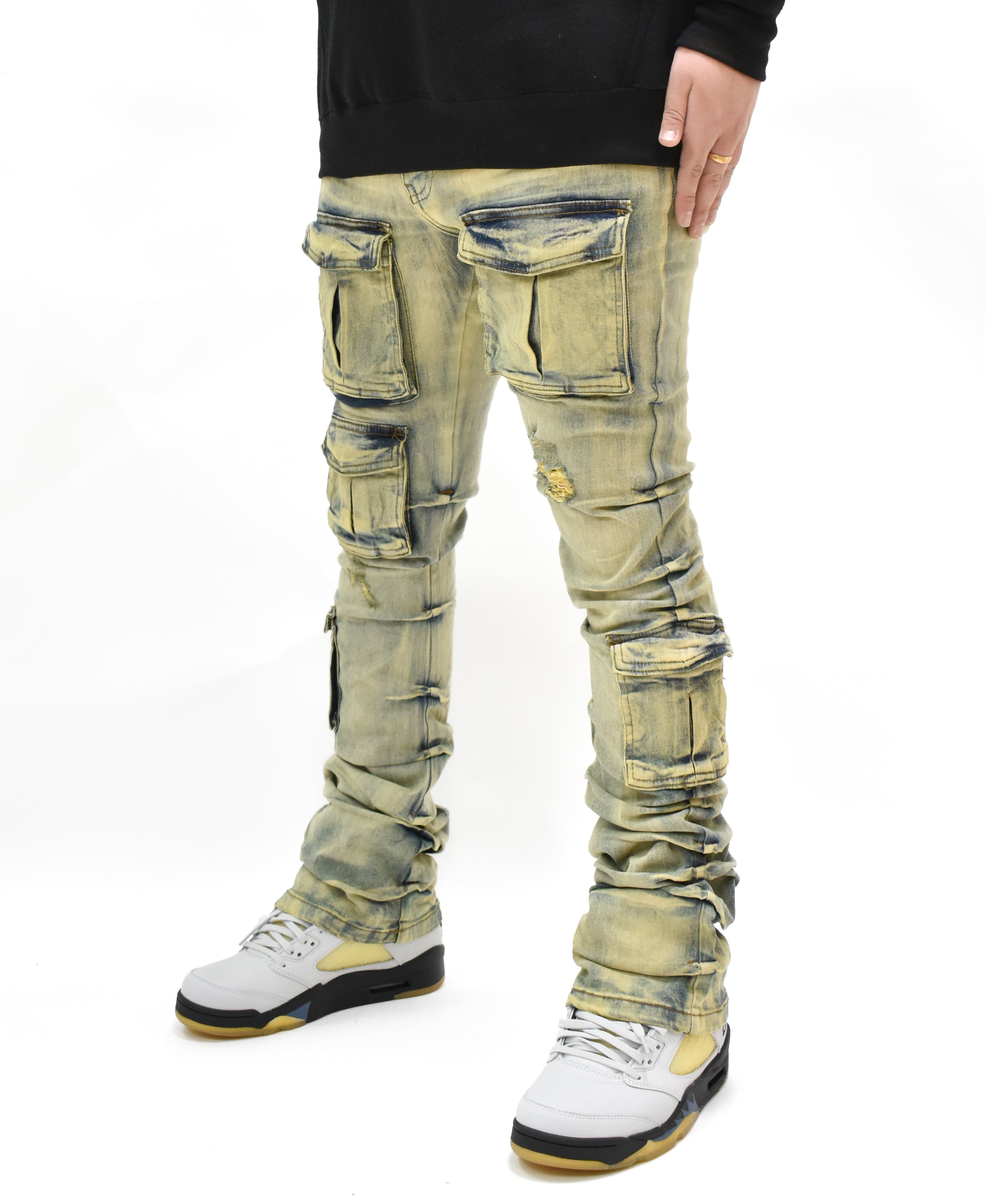 G24002 Cargo Pocket Stacked Denim