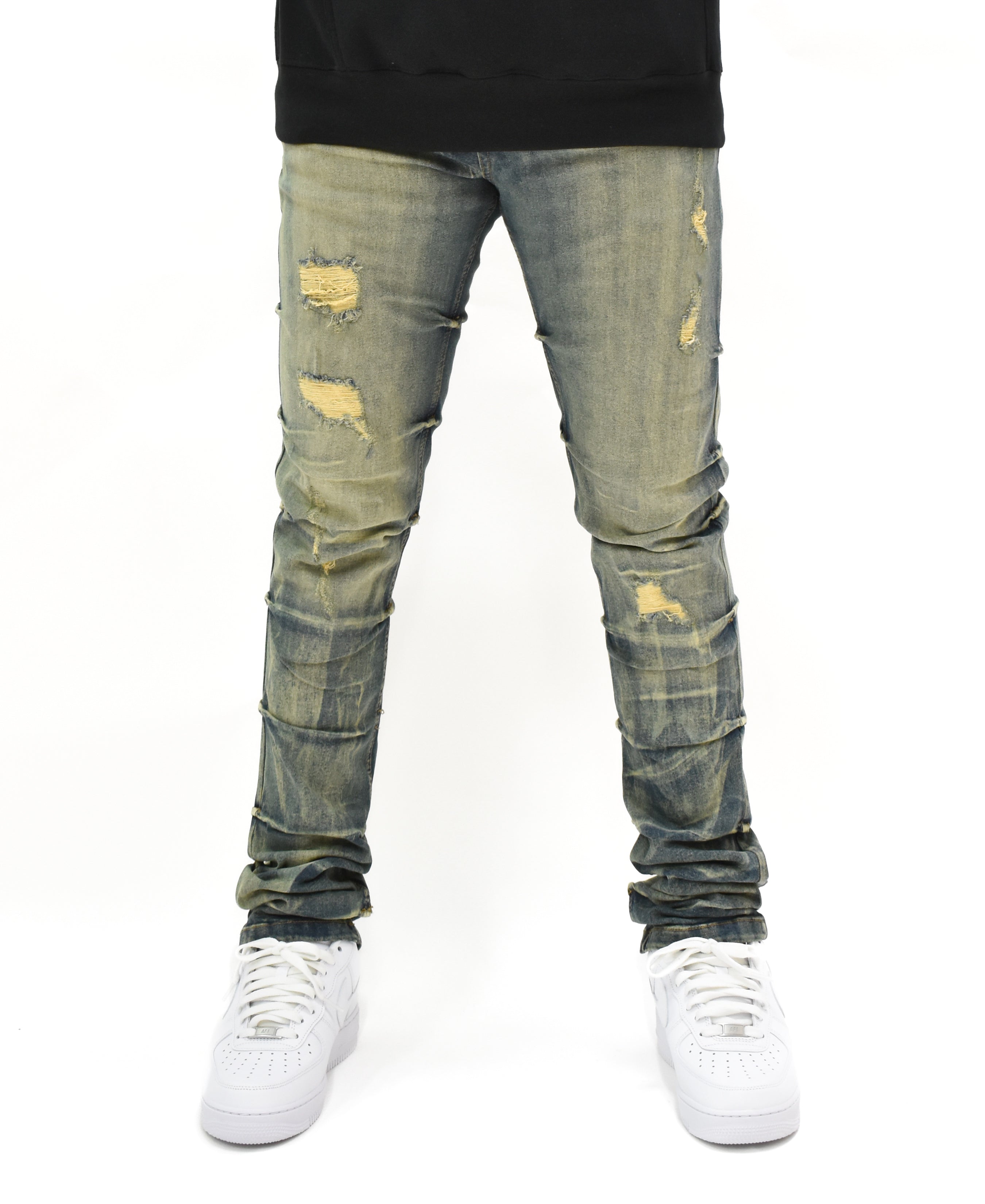 G24011 Ruched Rip Denim