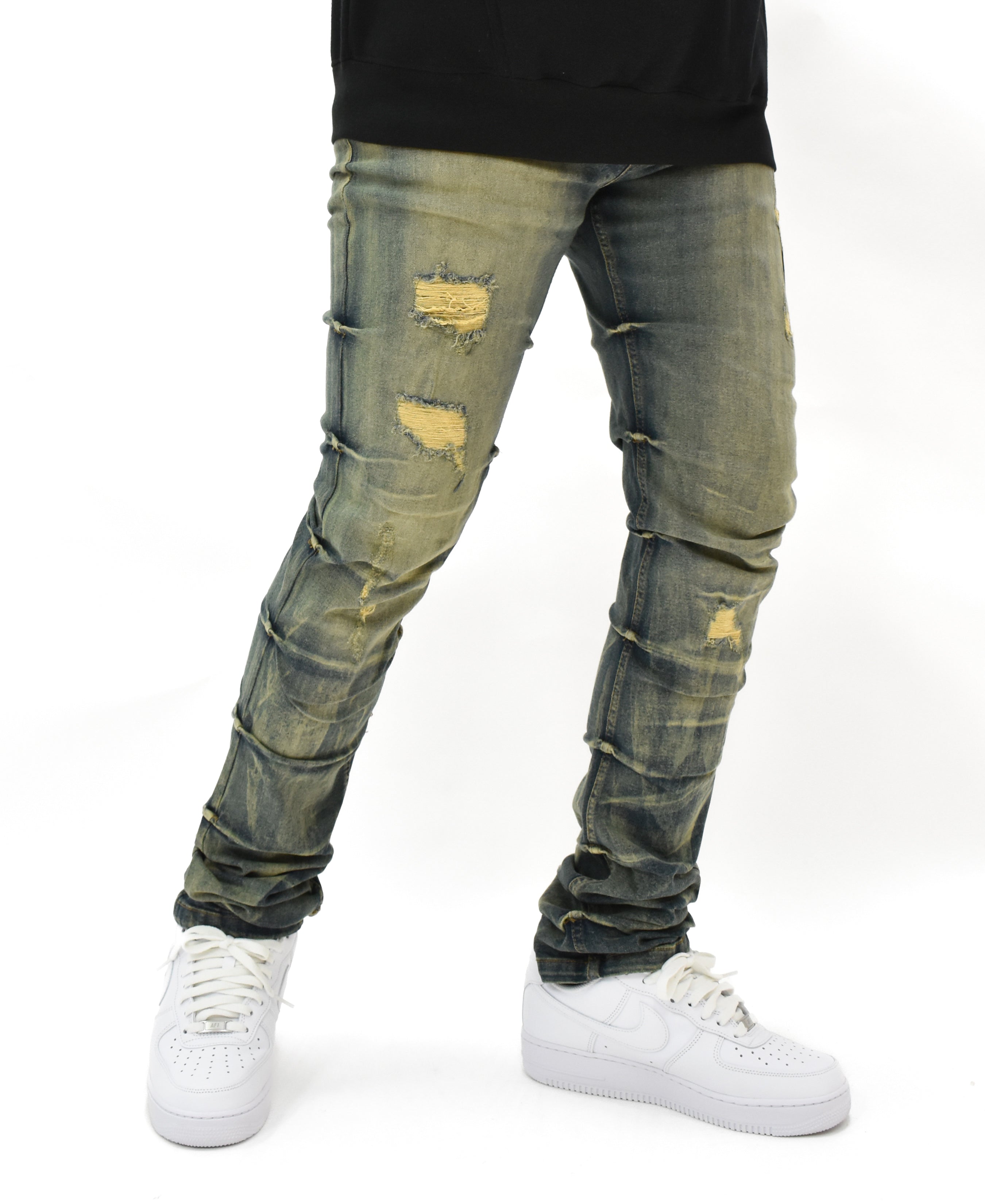 G24011 Ruched Rip Denim