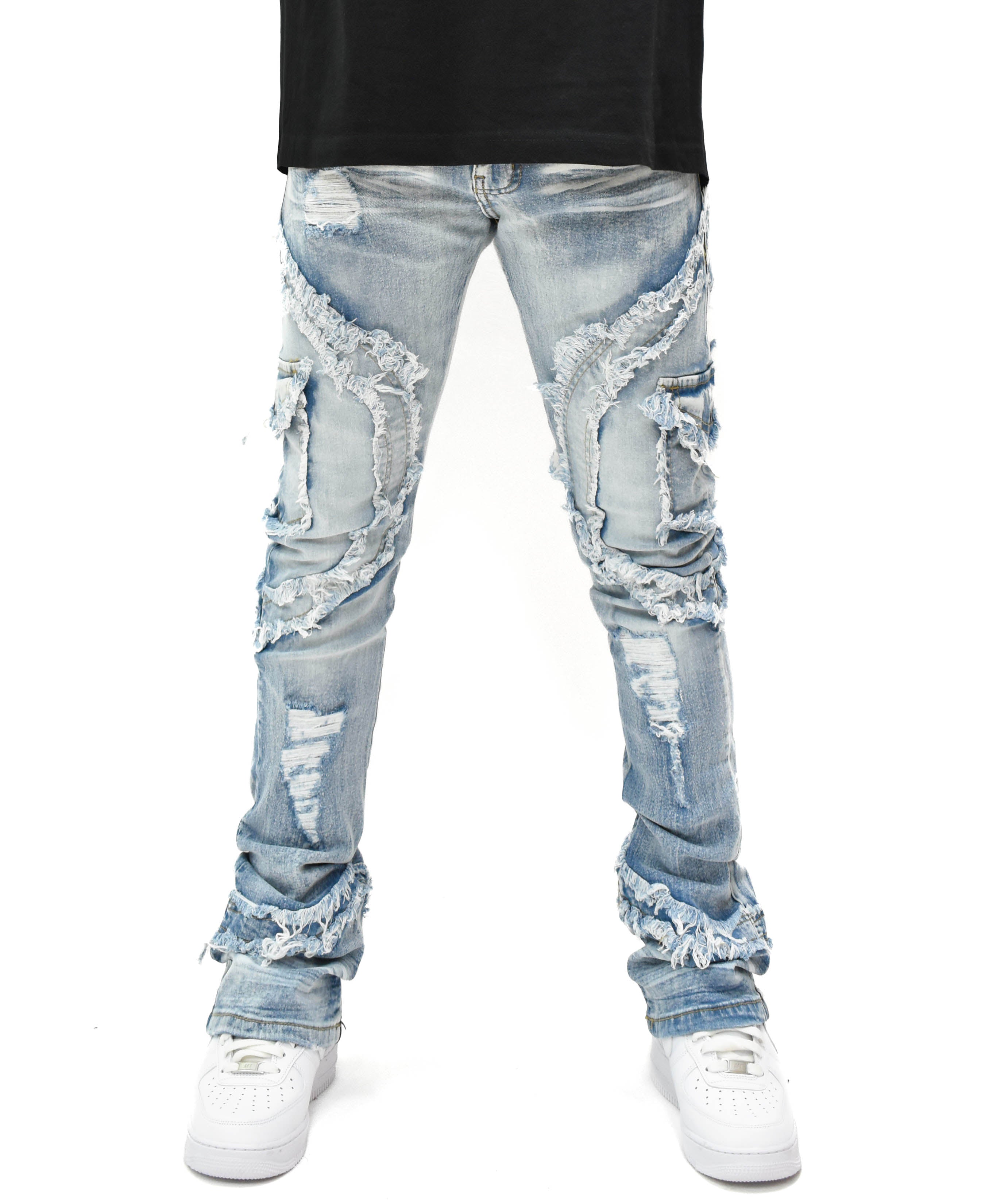 FW33222 Distressed Stacked Denim