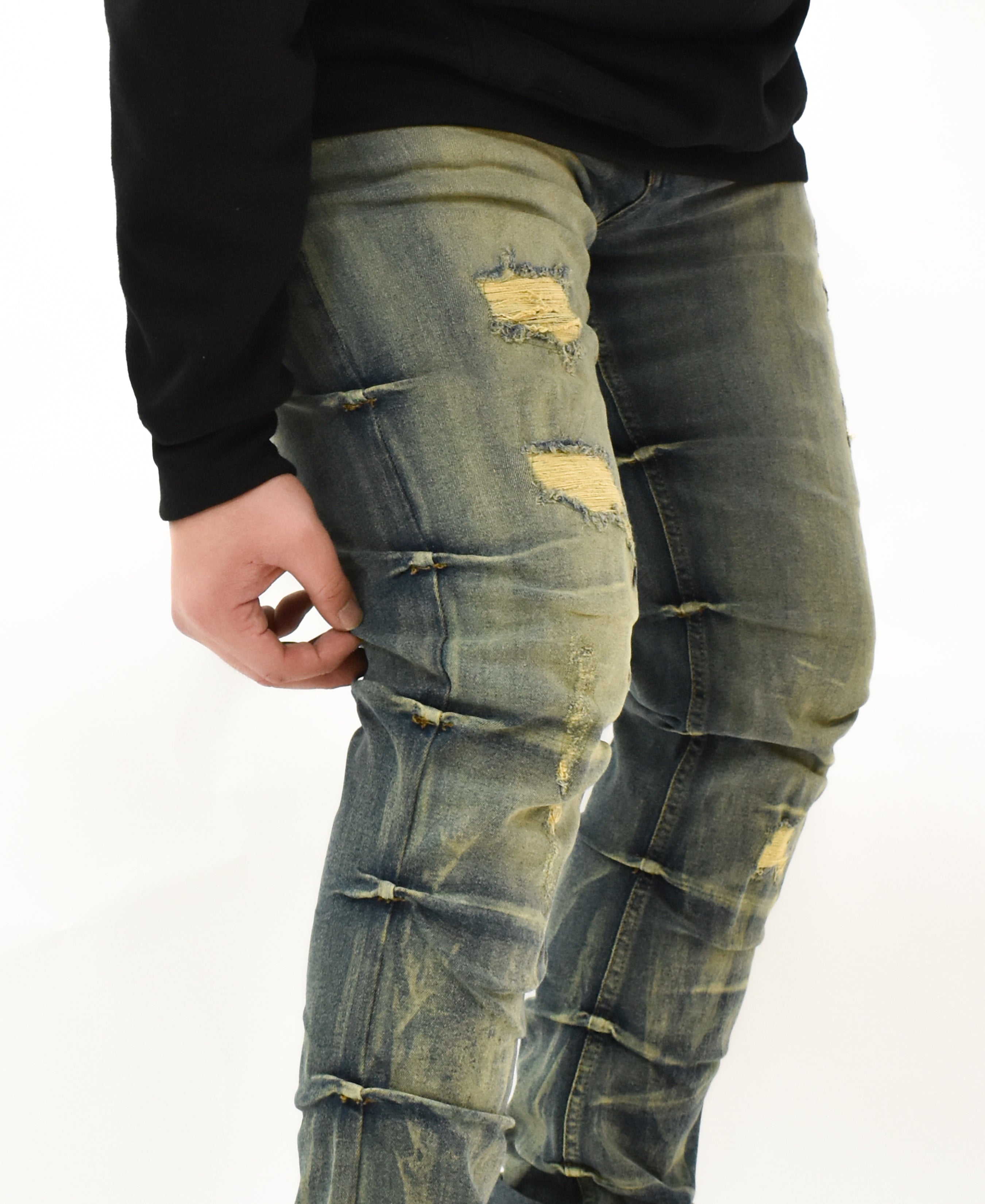 G24011 Ruched Rip Denim