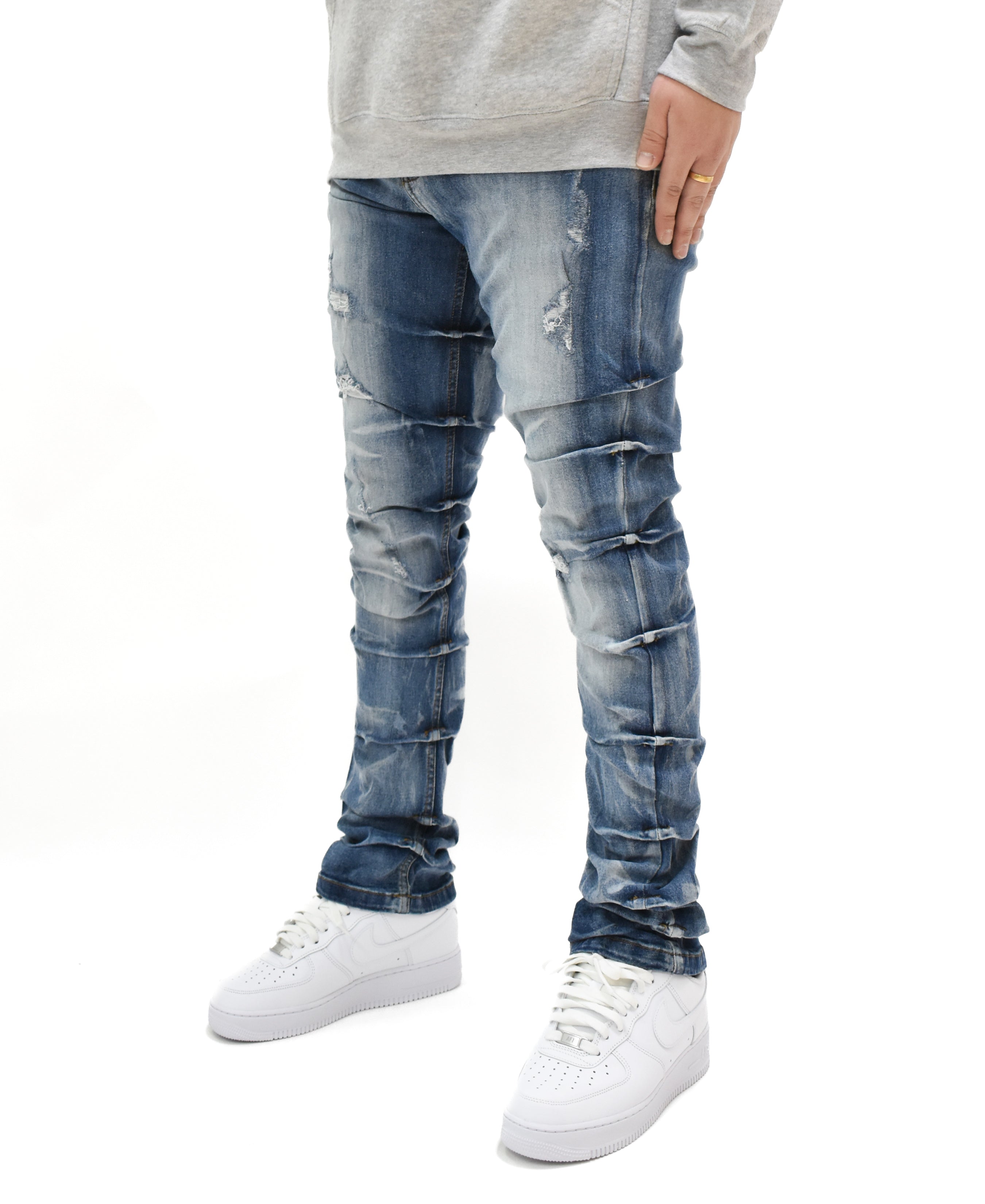 G24011 Ruched Rip Denim