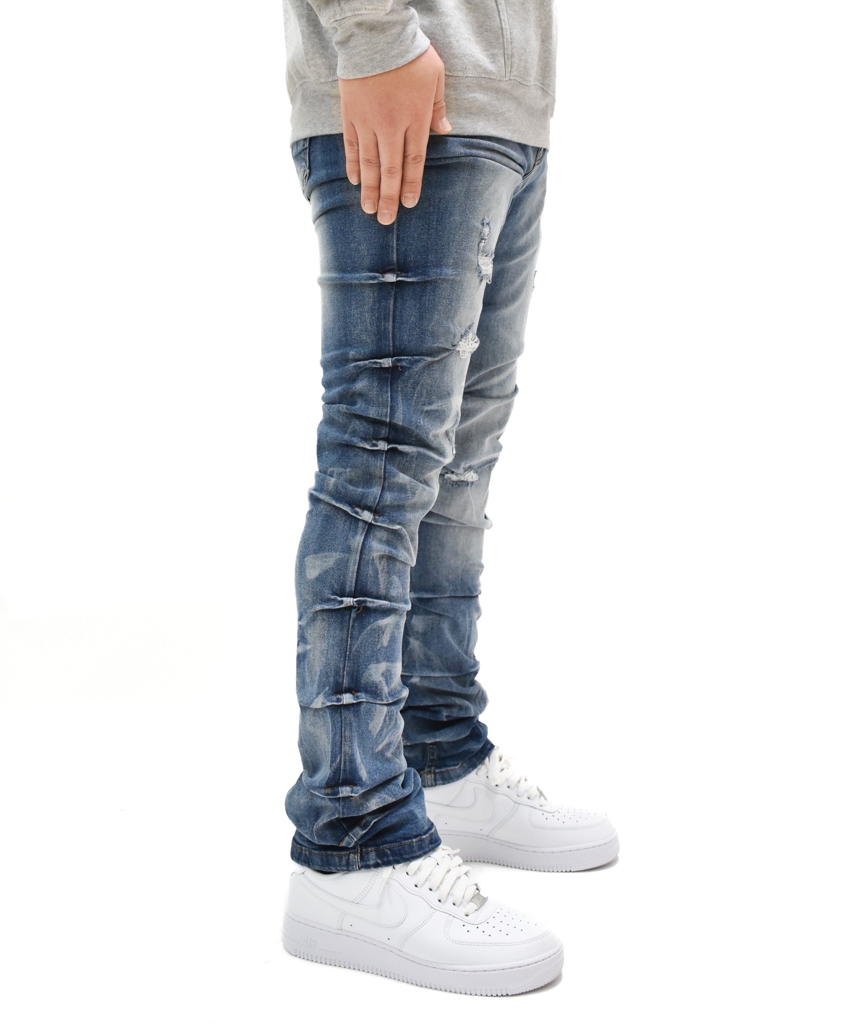 G24011 Ruched Rip Denim