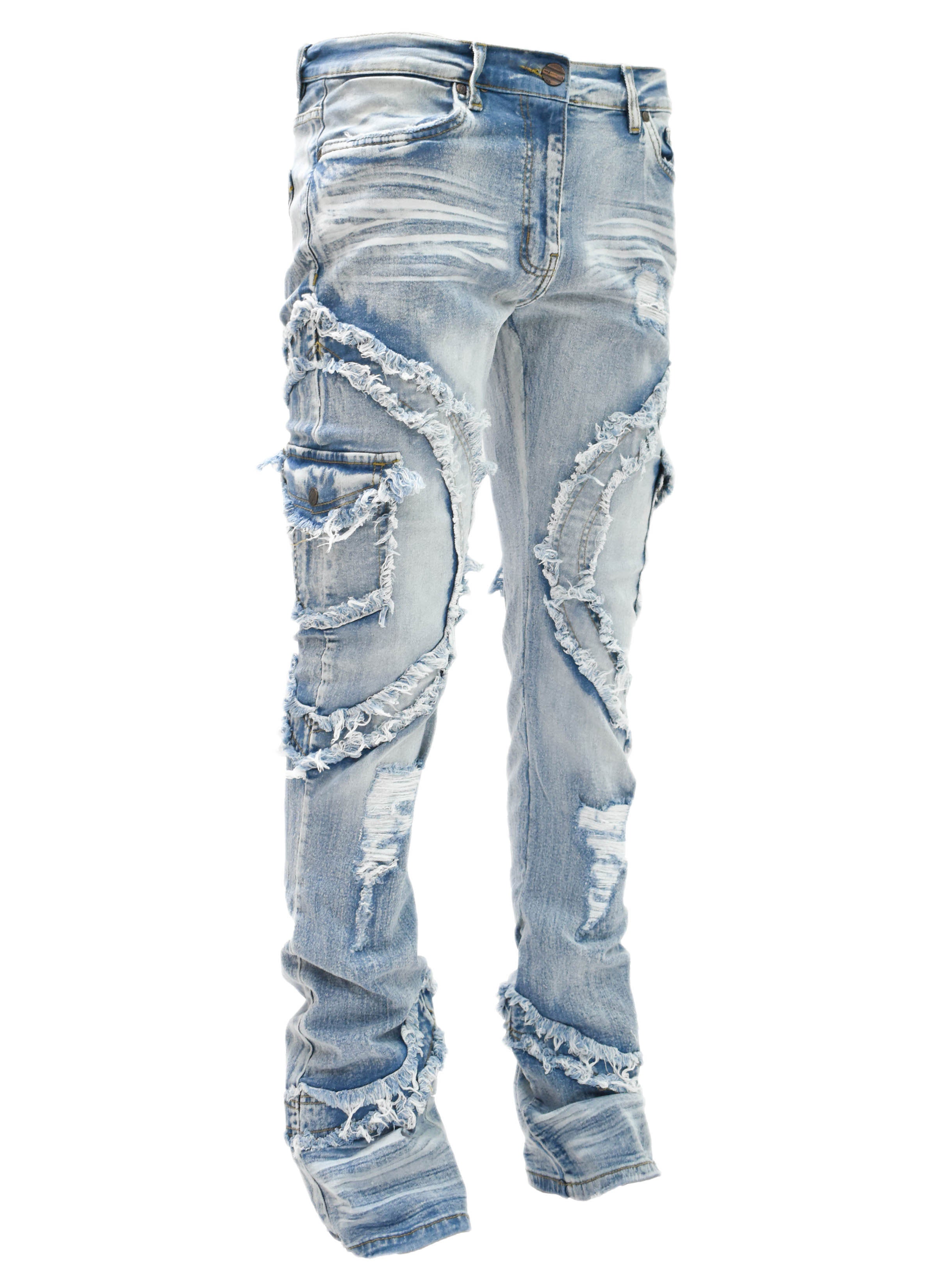 FW33222 Distressed Stacked Denim