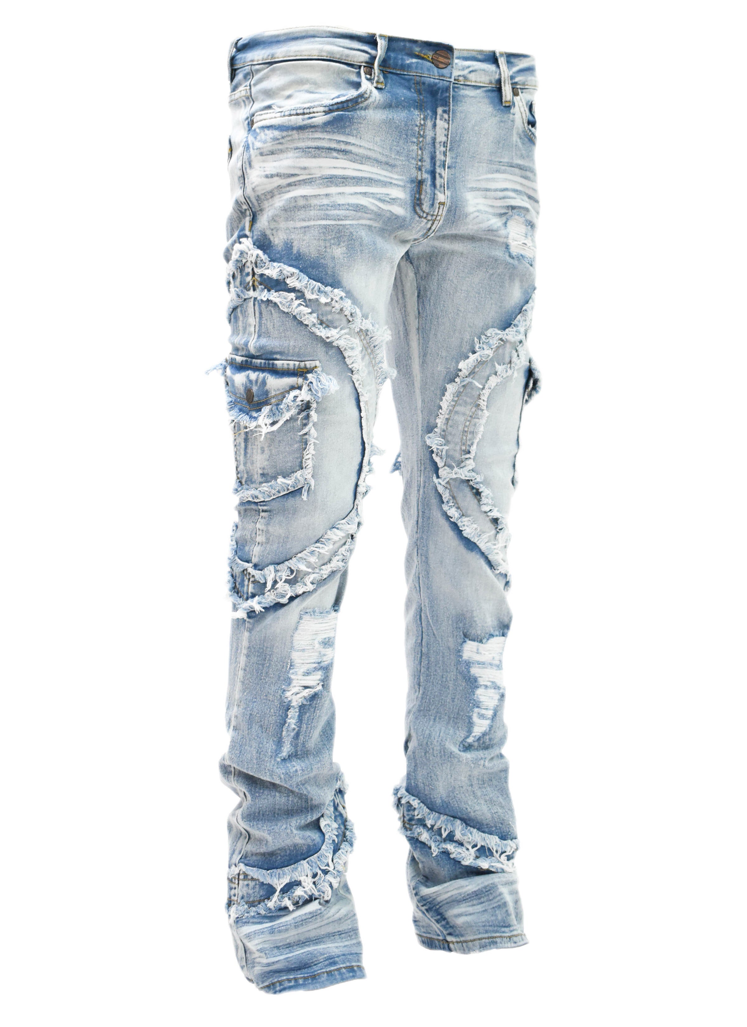FW33222 Distressed Stacked Denim