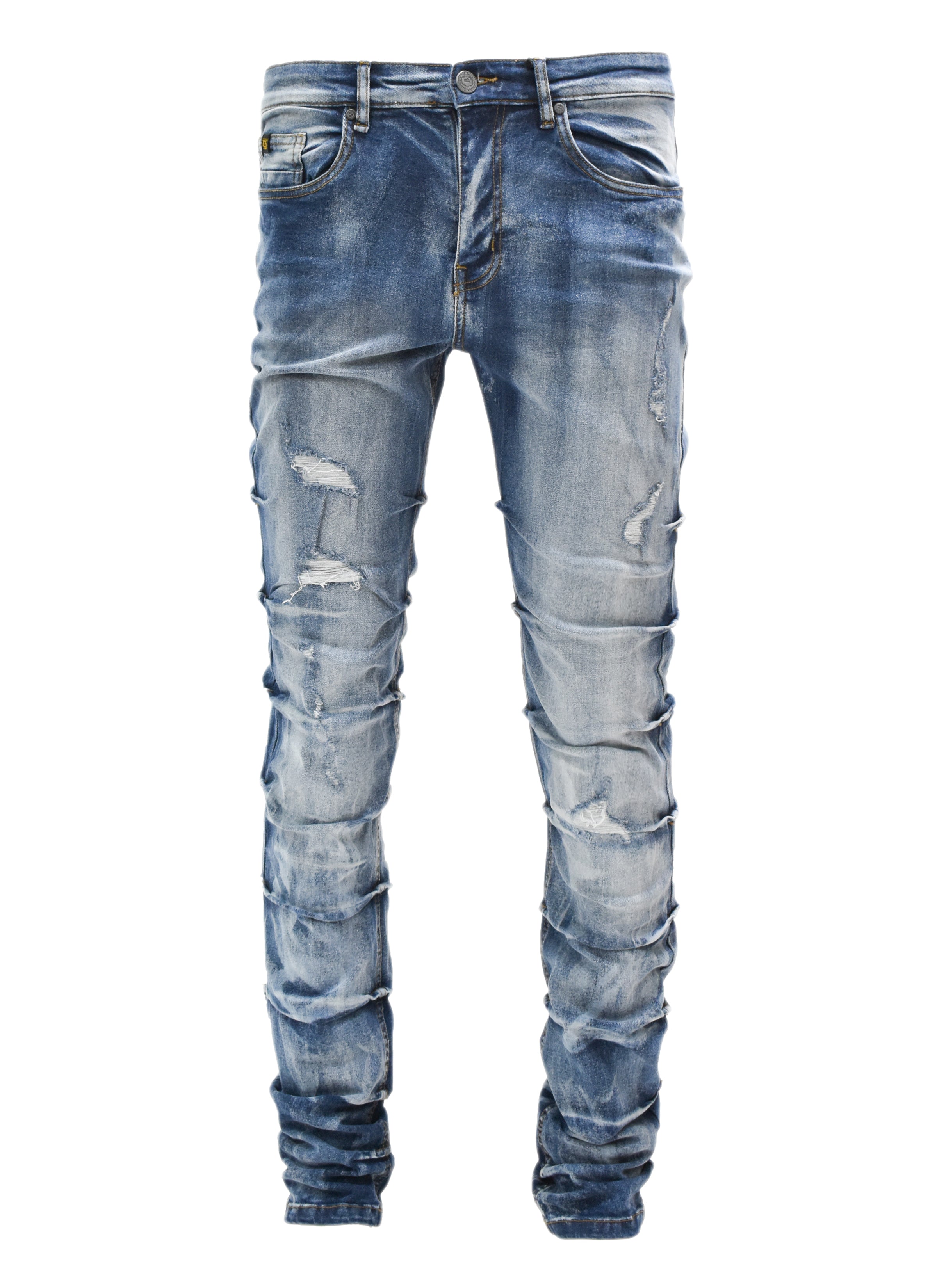 Men ruched ripped jeans best sale