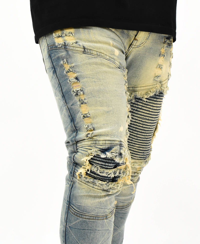 FW33574 Distressed Moto Denim