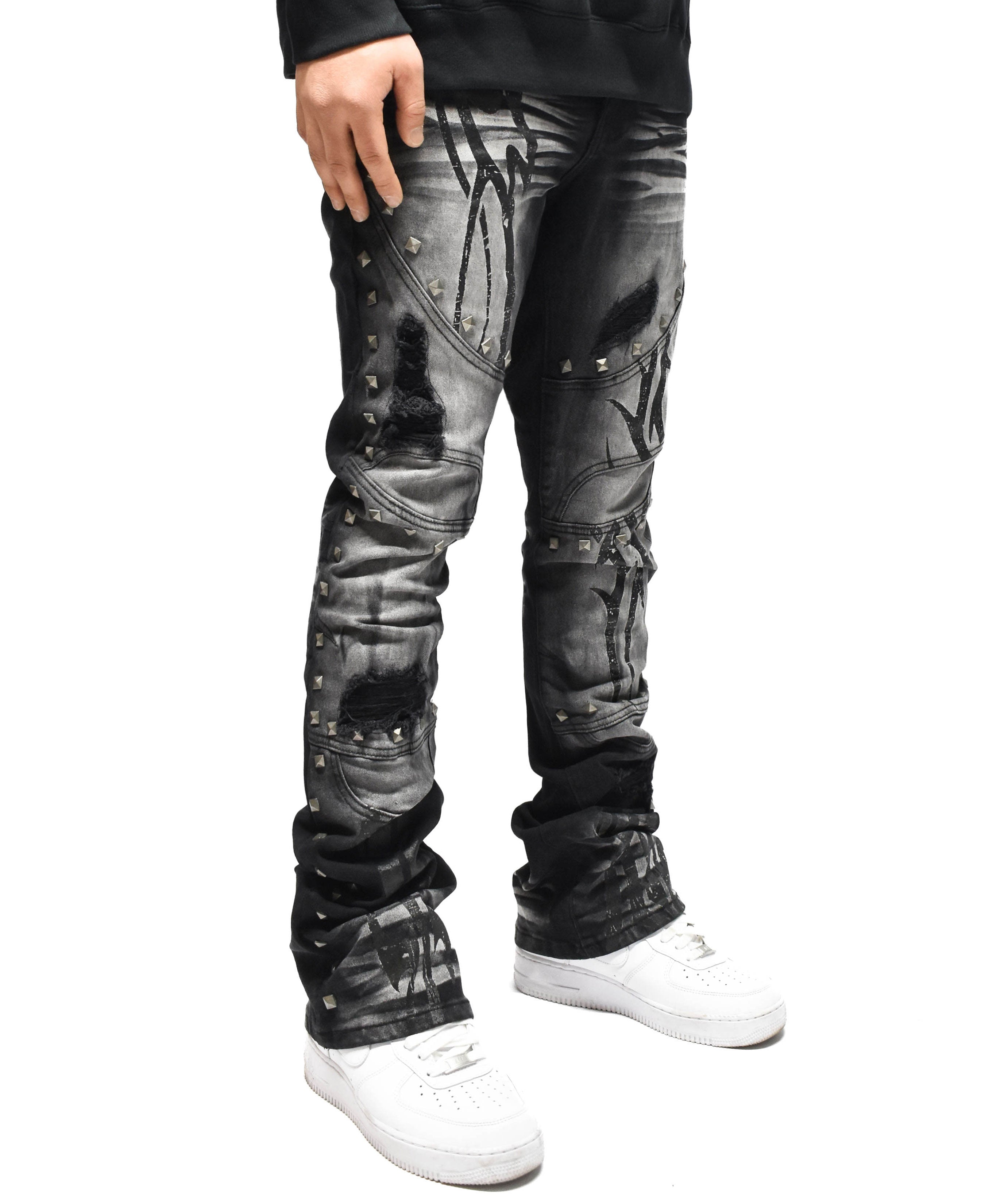 T4131 Stud Flare Denim