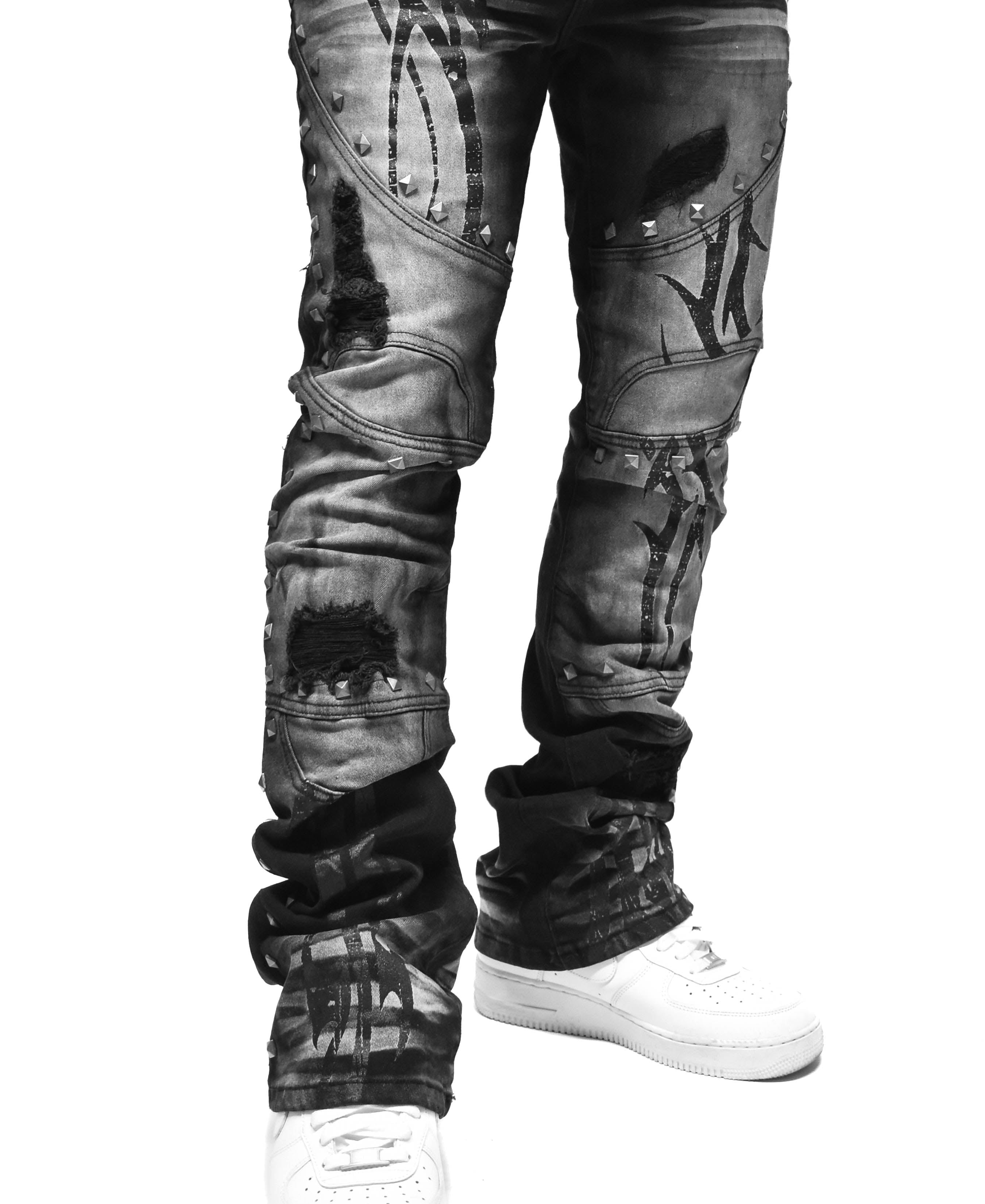 T4131 Stud Flare Denim