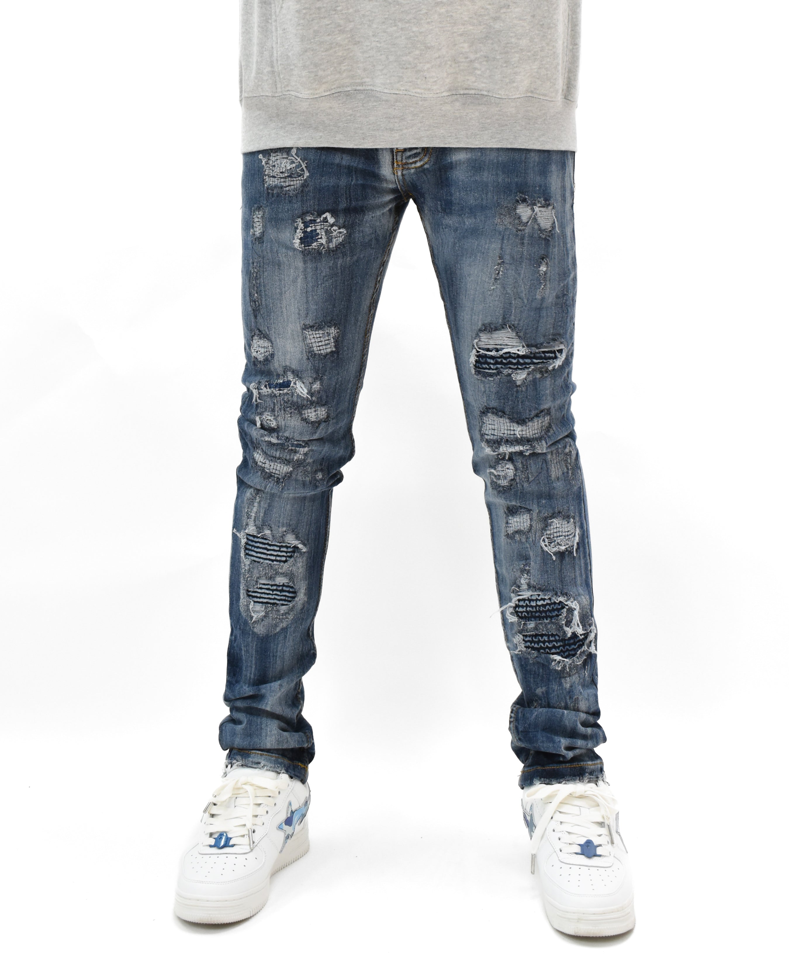 FW33705 Gashed Biker Denim