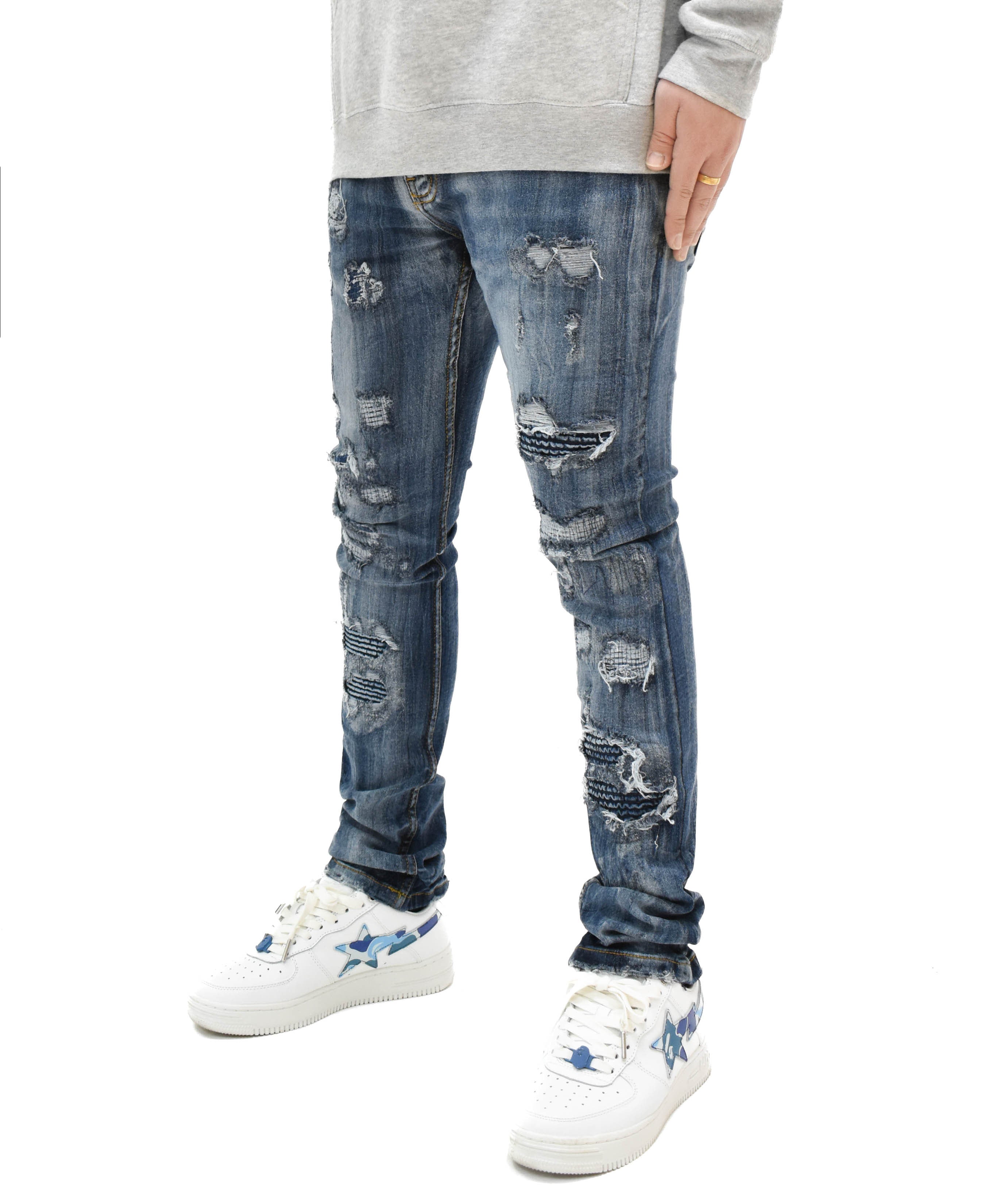 FW33705 Gashed Biker Denim