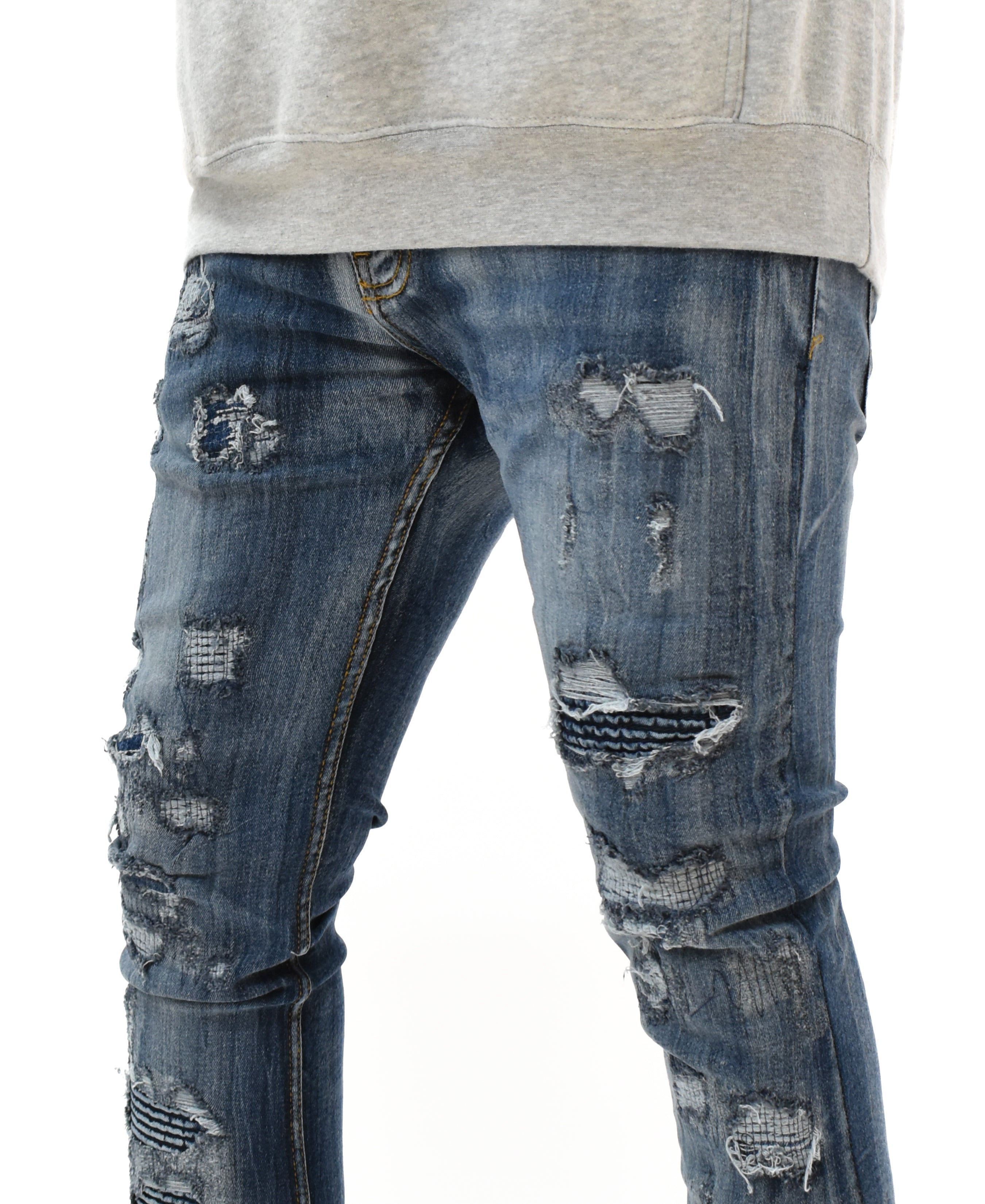 FW33705 Gashed Biker Denim