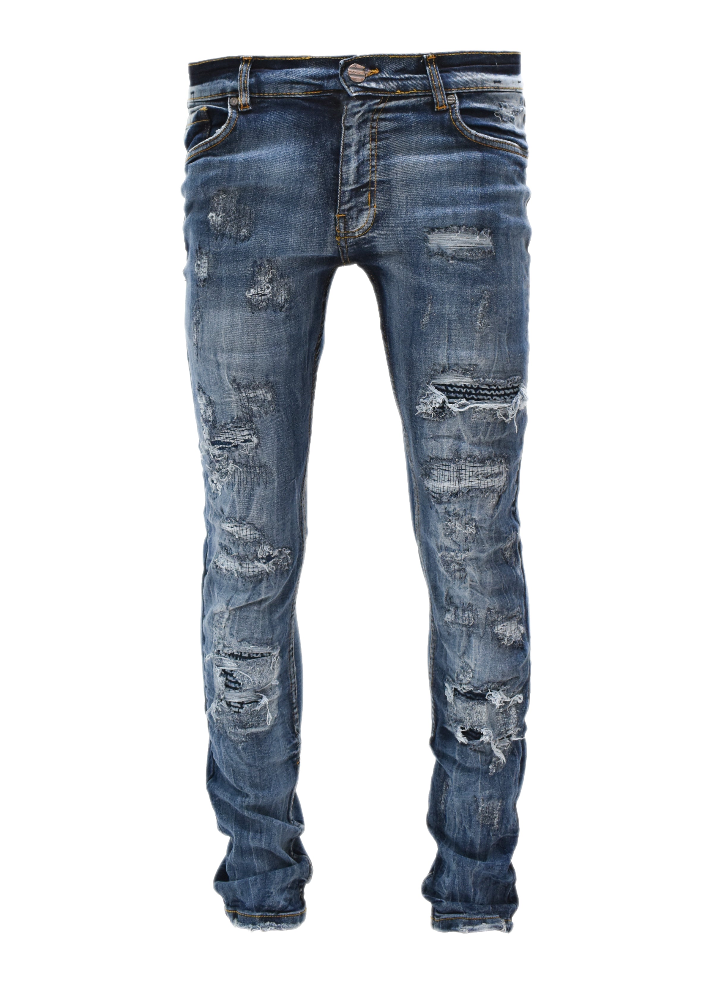 FW33705 Gashed Biker Denim