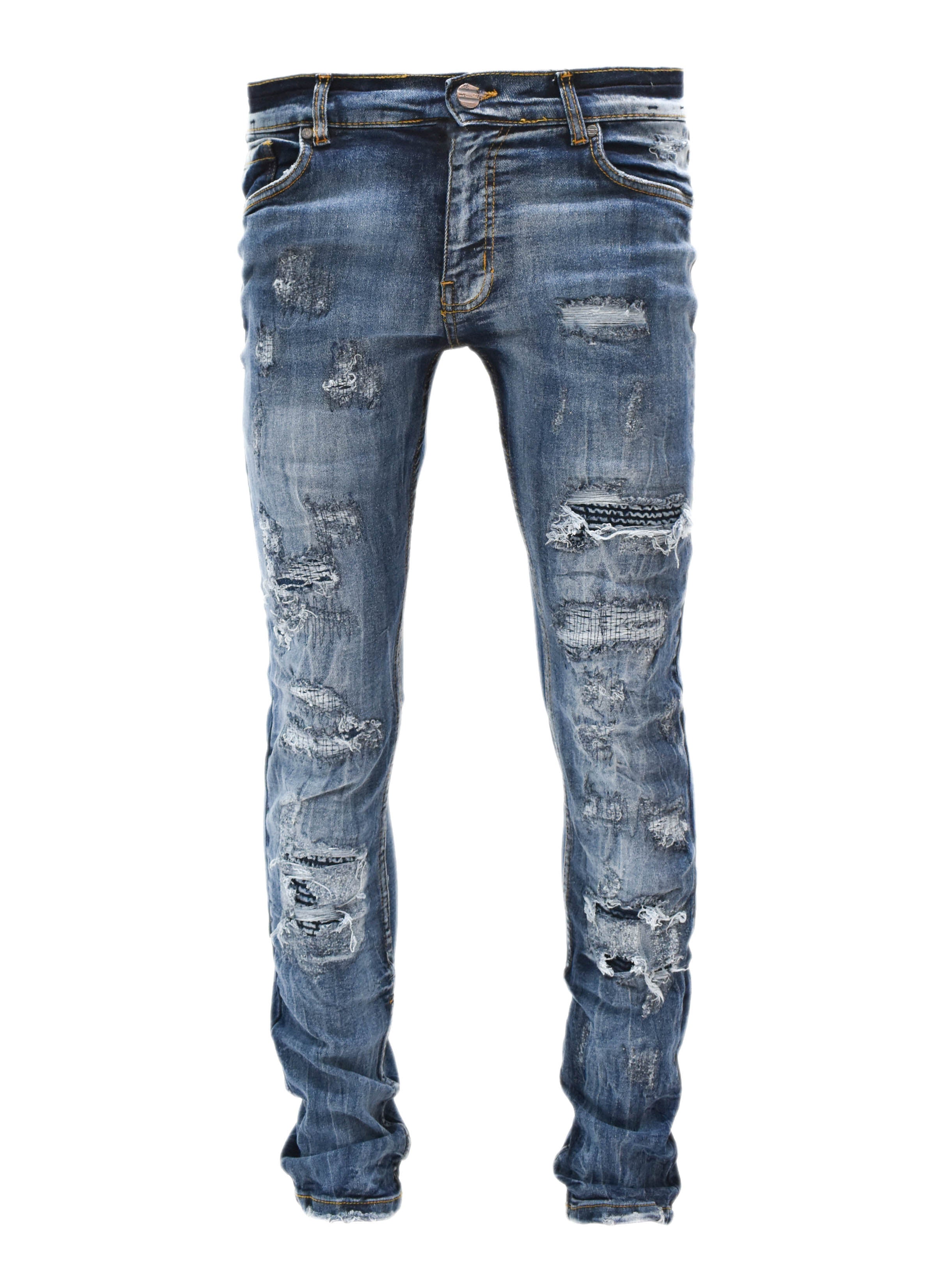 FW33705 Gashed Biker Denim