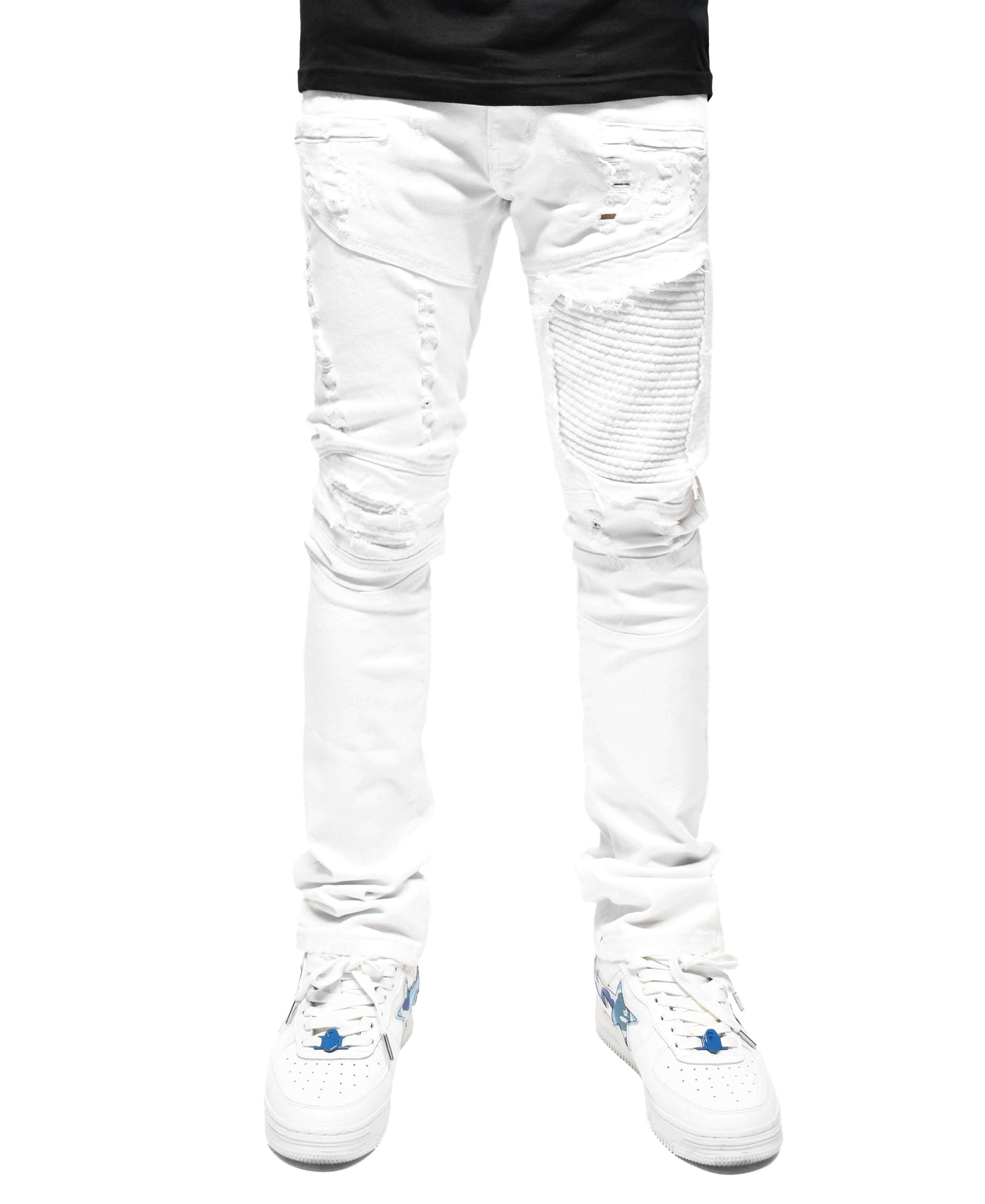 FW33574 Distressed Moto Denim