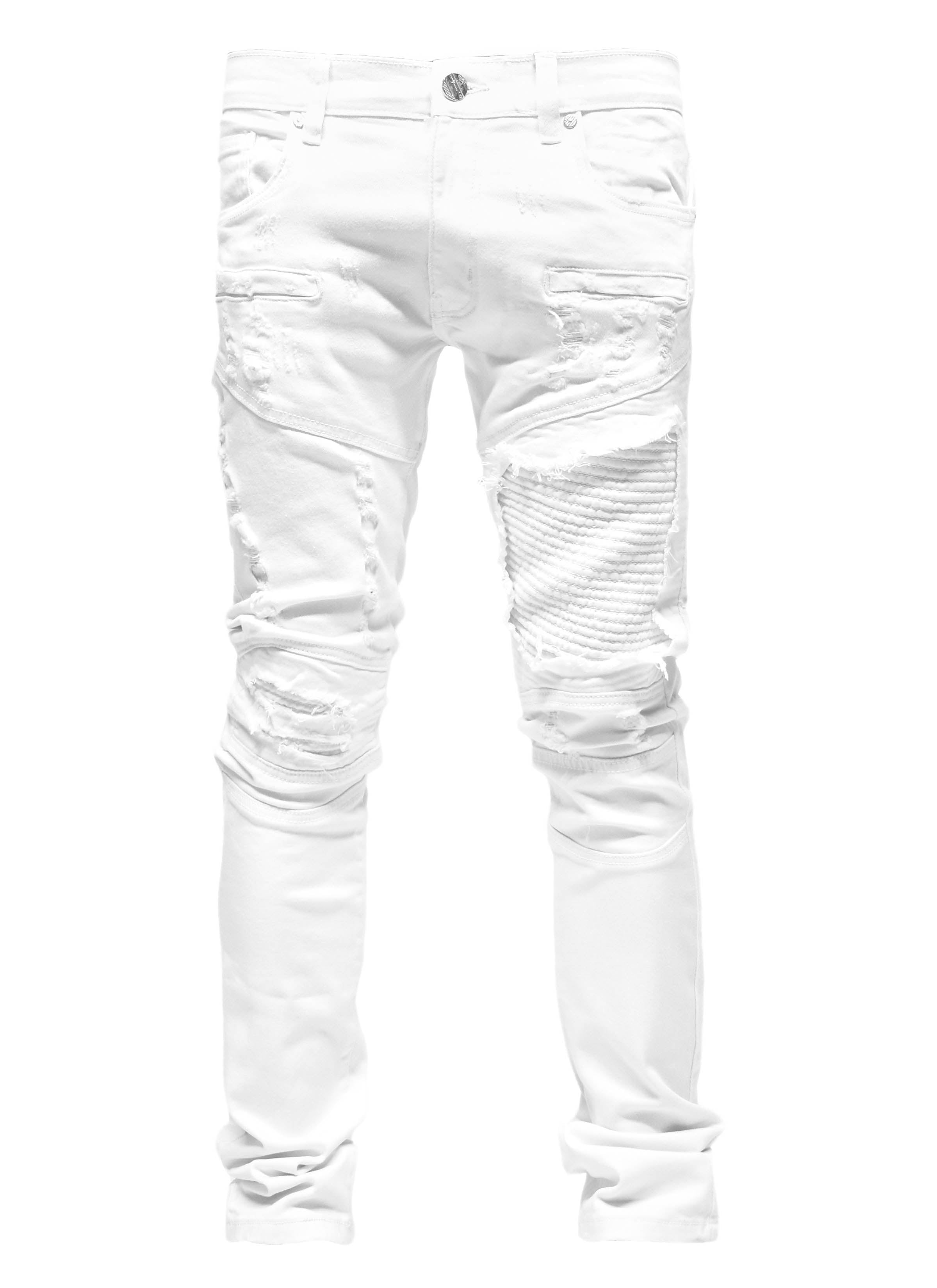 FW33574 Distressed Moto Denim