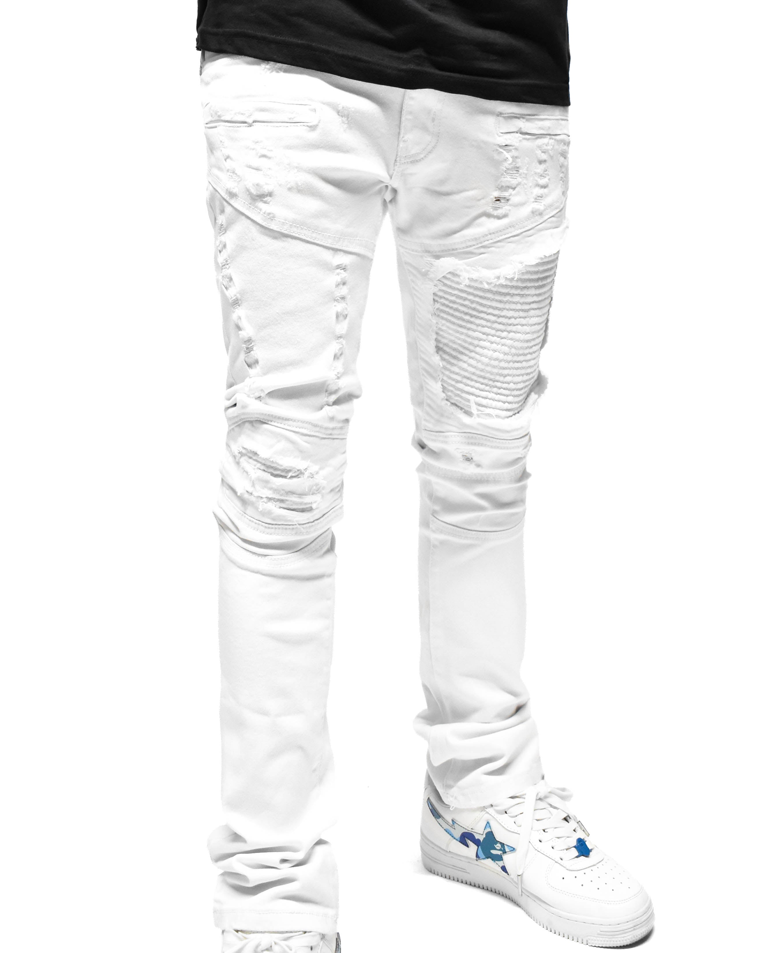 FW33574 Distressed Moto Denim