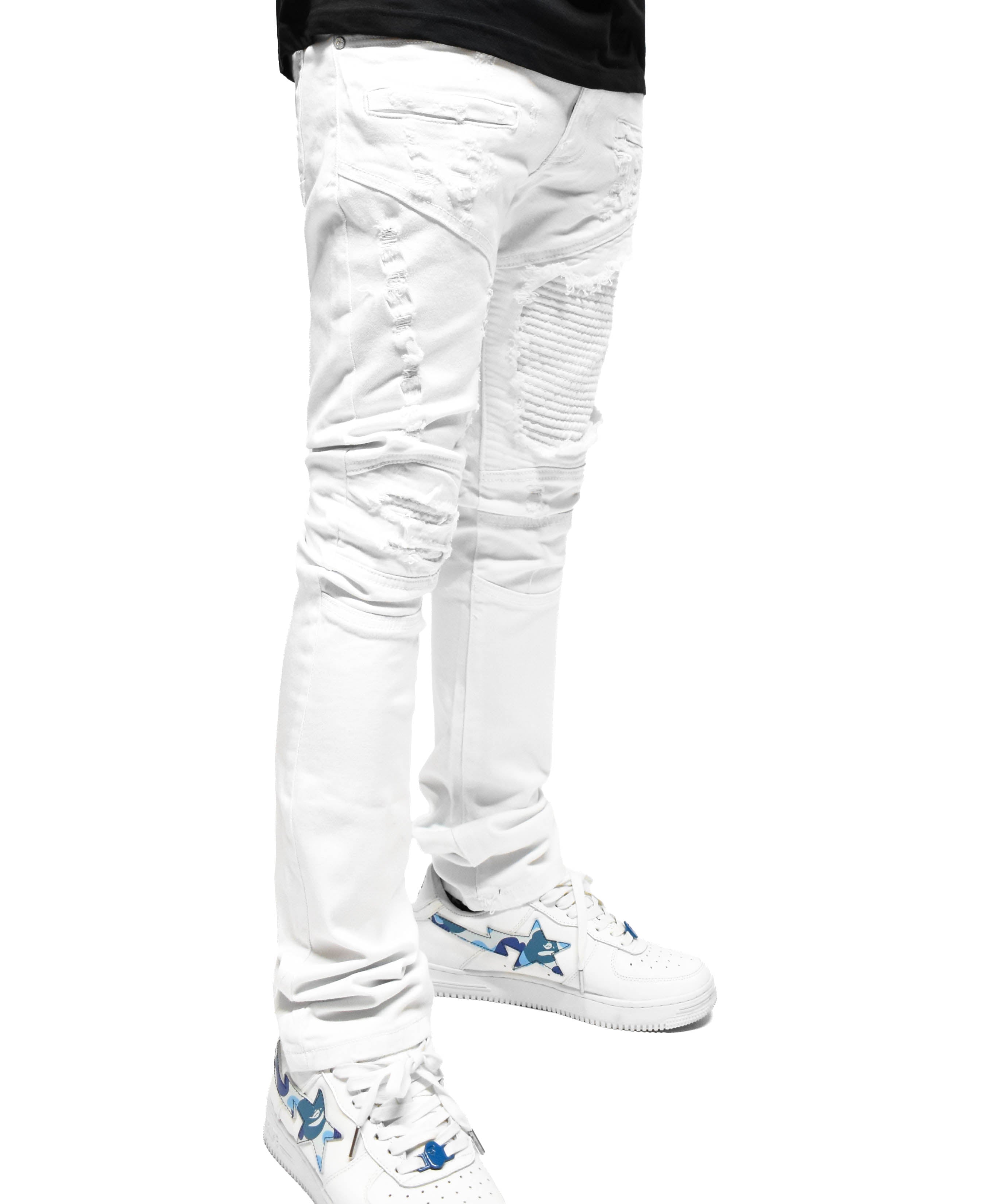 FW33574 Distressed Moto Denim