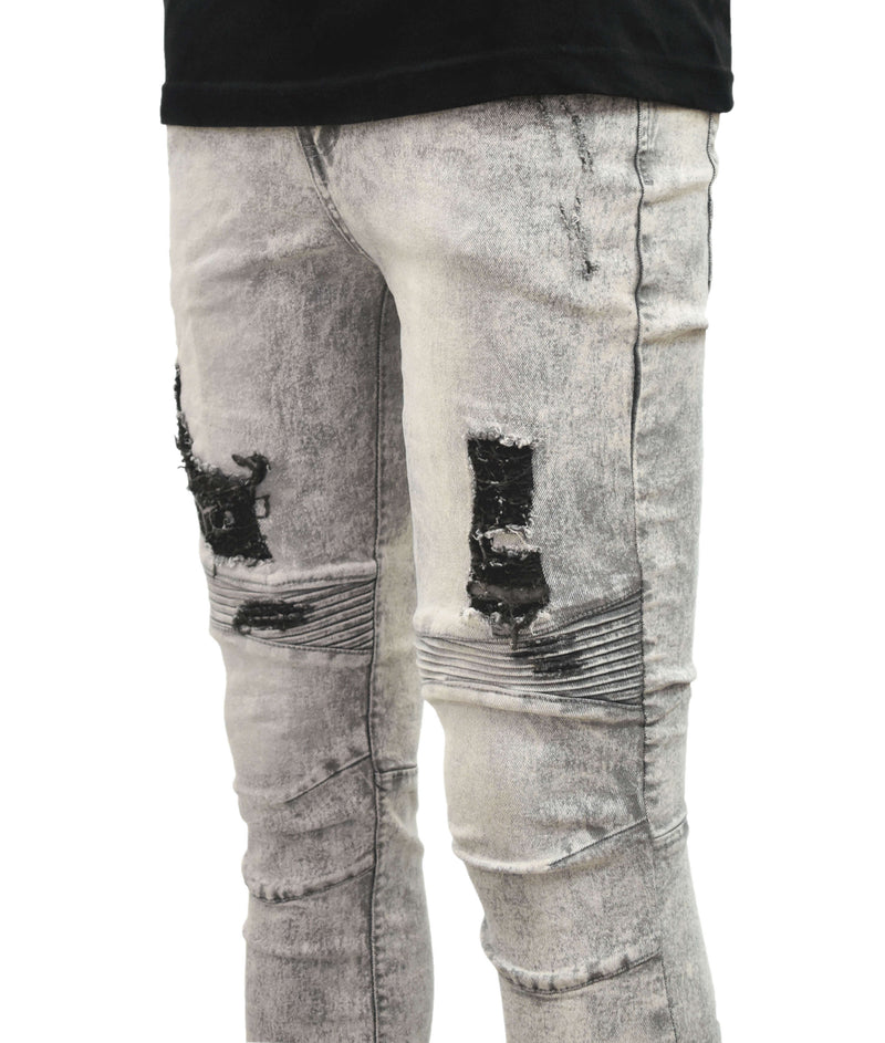 NB2213 Washed Biker Denim