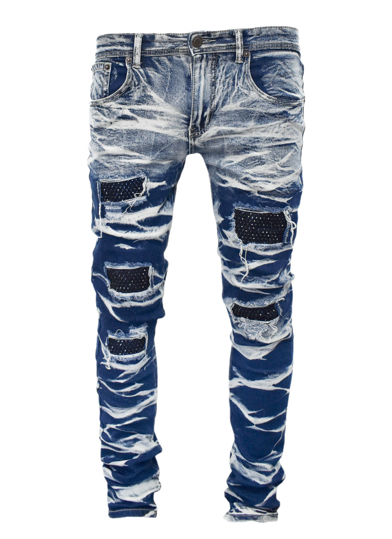 D20028 Rhinestone Cutout Denim